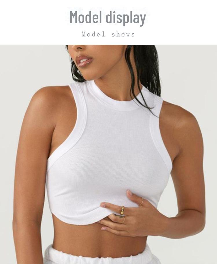 Gilet sportivo da yoga da donna a forma di I ad asciugatura rapida con imbottiture sul petto per fitness, danza e corsa