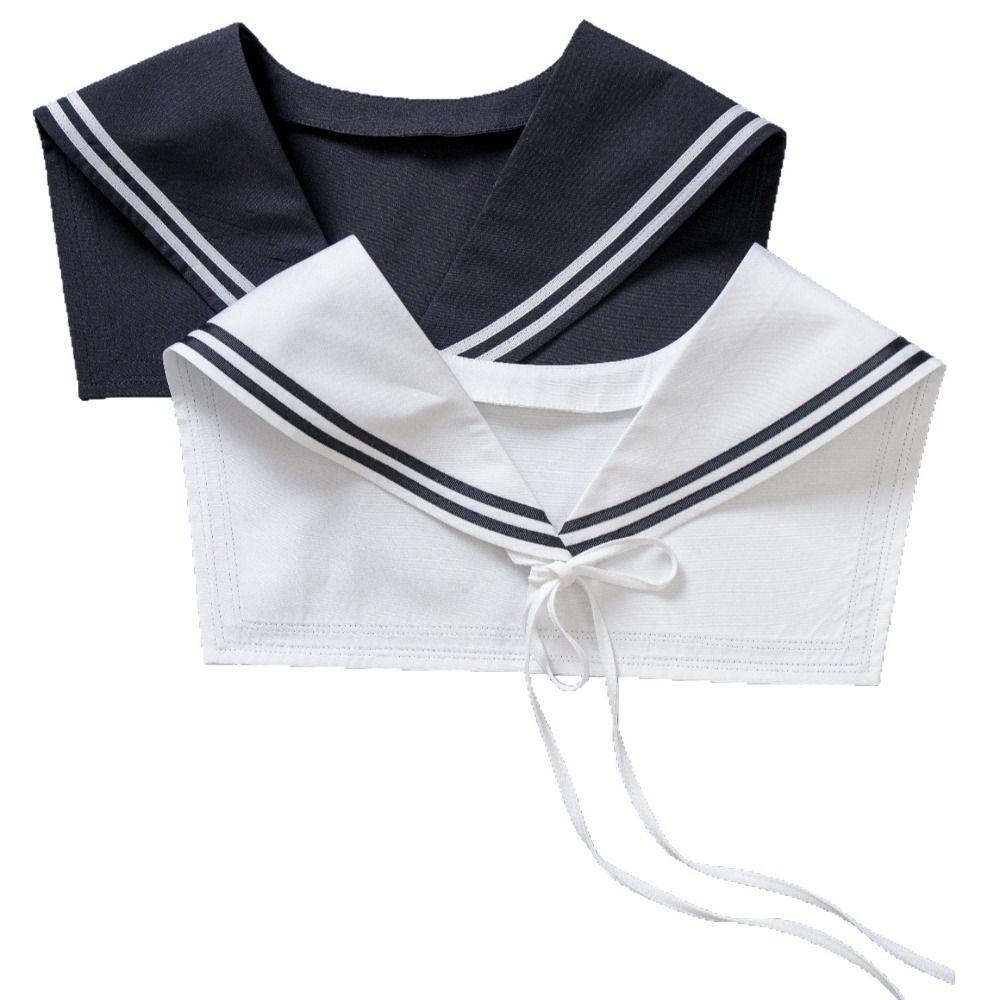 Cape Striped Sailor Fake Collar White Bow Tie Retro Detachable Collar Clothes Decoration