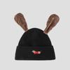 Pinch Ears Will Ring Knitted Hat Women Autumn Winter Windproof Warm Embroidered Dog Wool Hat