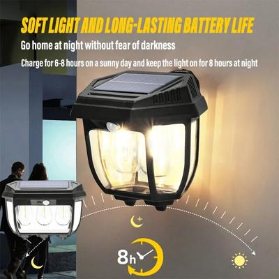 6000LM Moderní dekorativní LED solární nástěnné svítidlo zahradní světlo se senzorem pohybu více režimů osvětlení dlouhá životnost