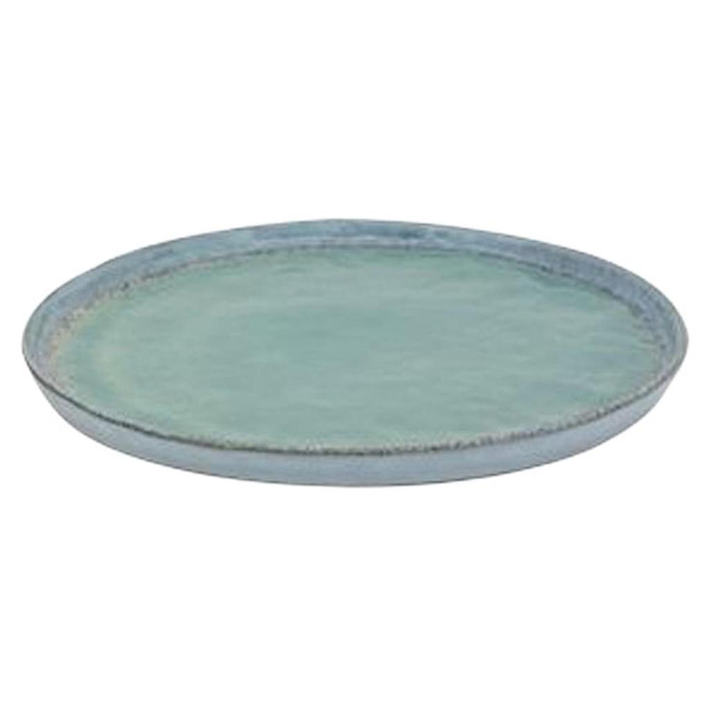 Green Hand-Glazed Stoneware Plate Rustic Ceramics