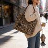 Canvas Leopard Print Large Capacity Crossbody Bag For Daily Fashion And Short Trips