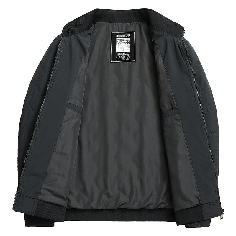 Autumn and Winter Mulberry Silk Short Jacket Middle-aged Business Stand-up Collar Lightweight Zipper Version Thermal Jacket