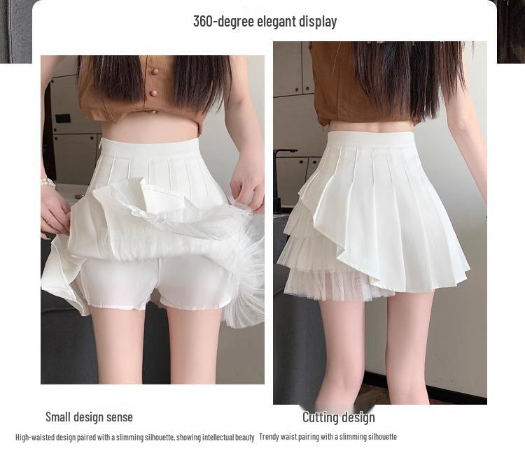 Fustă Midi din Plasă Plisată Irregular cu Talie Înaltă pentru Femei – Fustă Scurtă în A pentru Primăvara/Vara 2024