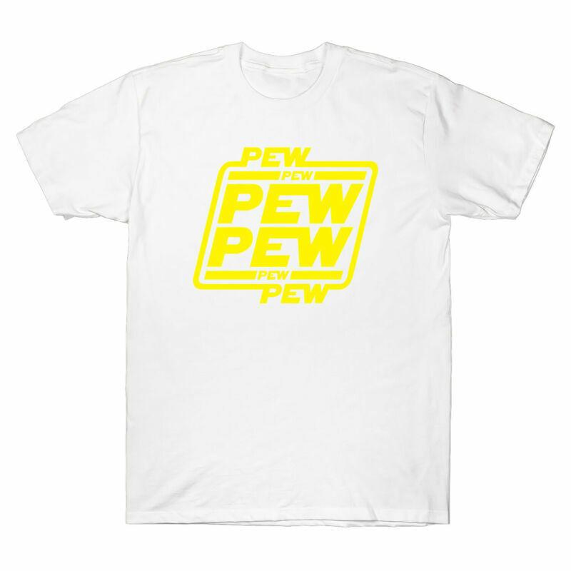 Pew Pew Pew Funny Gift Tee Men s Cotton Short Sleeve T-Shirt Black Navy L