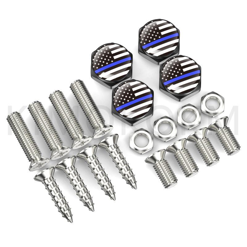 4pcs/set Car USA Italy Germany British Flag Metal Screws License Plate Bolts Auto Universal Car Accessories For VW BMW