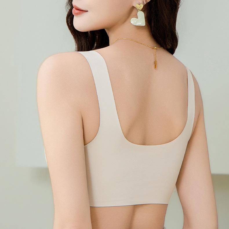 Seamless Underwear Women's Front-buttoned Bra No Underwire Gathering Bra Thin Vest Bra Push Up Bra