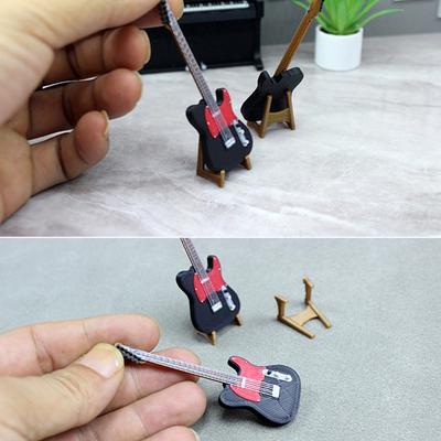 1:12 Puppenhaus Miniatur Elektrische Gitarre Ornamente Puppe Hause Simulation Instrument Spielzeug Micro Szene Foto Requisiten