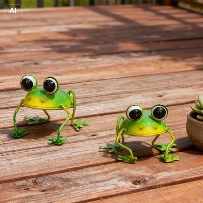 1pcs 3D Iron Garden Frog Ornaments – Big-Eye Abstract Style, Courtyard & Wedding Decoration, Guardian