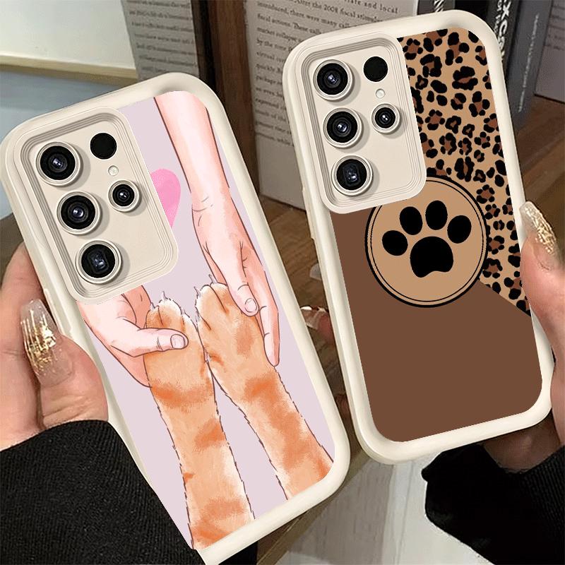 Phone Case for Samsung Galaxy S26 S25 Ultra S24 FE Dog Footprint Paw Cute Pattern Shell S23 Plus S22 + S21 S20 5G Soft Silicone