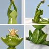 Yoga Frosk Statue Tegneserie Par Frosk Figur Resin Sport Frosk Skulptur Hjem Kontor Skrivebord Dekorasjon Ornament