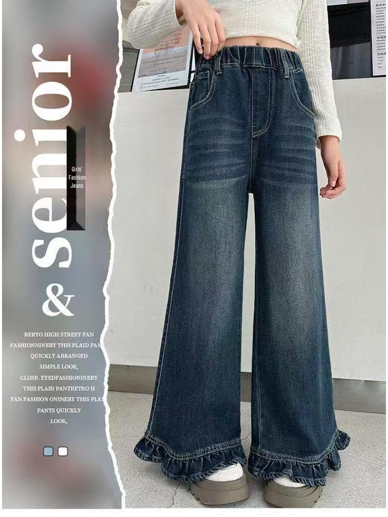 Weitbeinige Jeans und Hosen für Mädchen - Frühjahrs-/Herbstkollektion für mittelgroße und große Kinder.