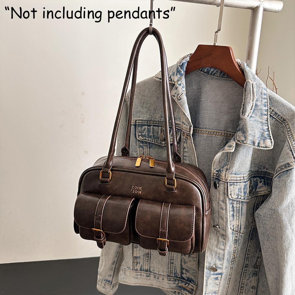 

Women s Retro Solid Color Pu Leather Shoulder Bag with Multiple Pockets, Large Capacity, Exquisite and Fashionable Handbag 28x10x18cm