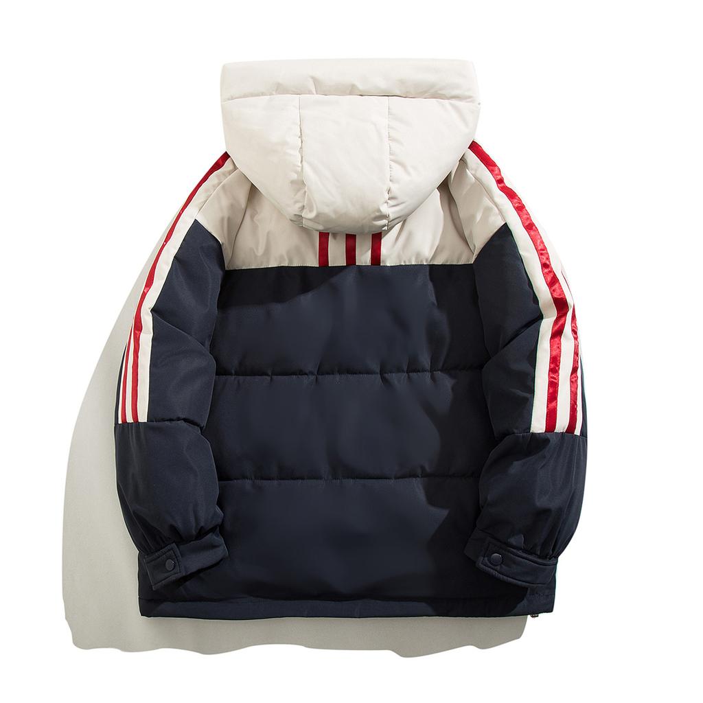 Cotton-padded Jacket Women's Short-term New Tooling Contrast Color College Wind Bread Clothing Winter Hooded Loose Cotton-padded Jacket