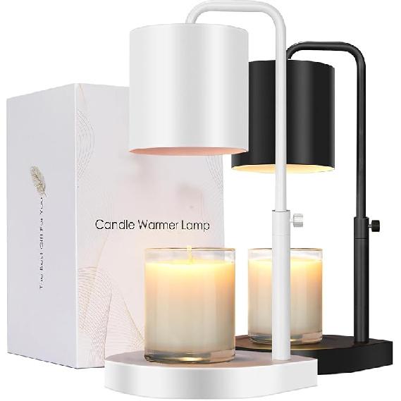 Candle Warmer Lamp Adjustable Height Dimmable with Timer Large Jar Candles Compatible - No Flame Scented Wax Warmer with 2 Bulbs - Mothers Day Gift -