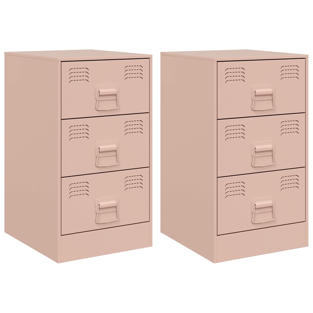 Nightstands 2 pcs. Pink 34.5 x 39 x 62 cm Steel