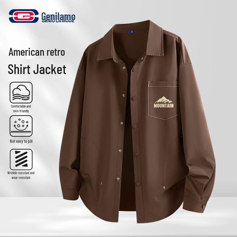Мужская повседневная рубашка-куртка свободного кроя GENIOLAMODE L