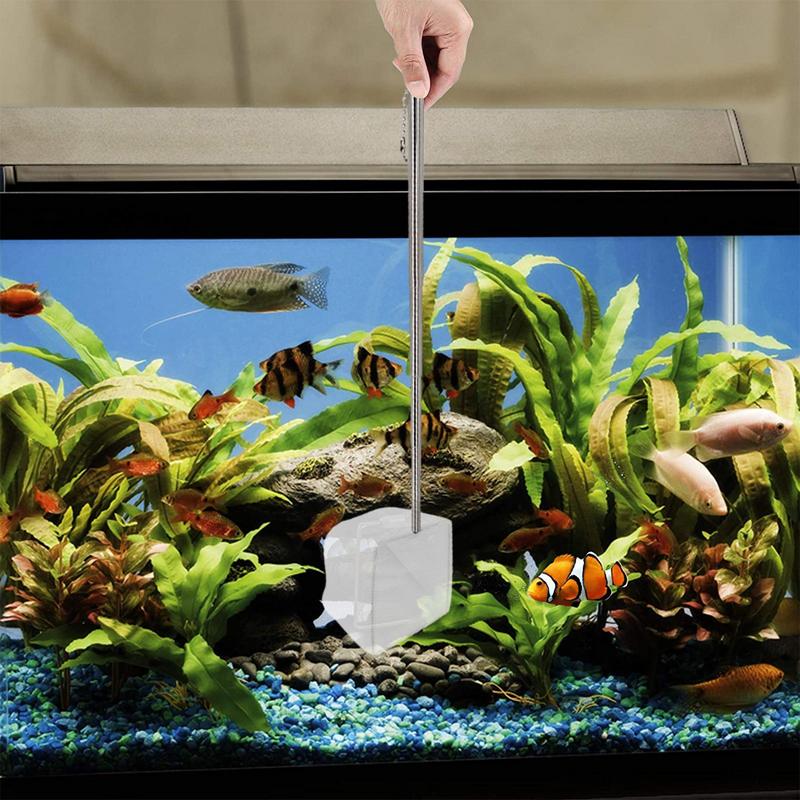 Retractable Fish Net Aquarium Cleaning 3D Stainless Steel Pocket Shrimp Catching Fish Tank Cleaning Net For Small Pond And Pool