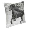 Black Friesian Horse Gallops Cushion Cover 40X40Cm Velvet Animal Throw Pillow Case For Sofa Square Pillowcase Bedroom Decoration