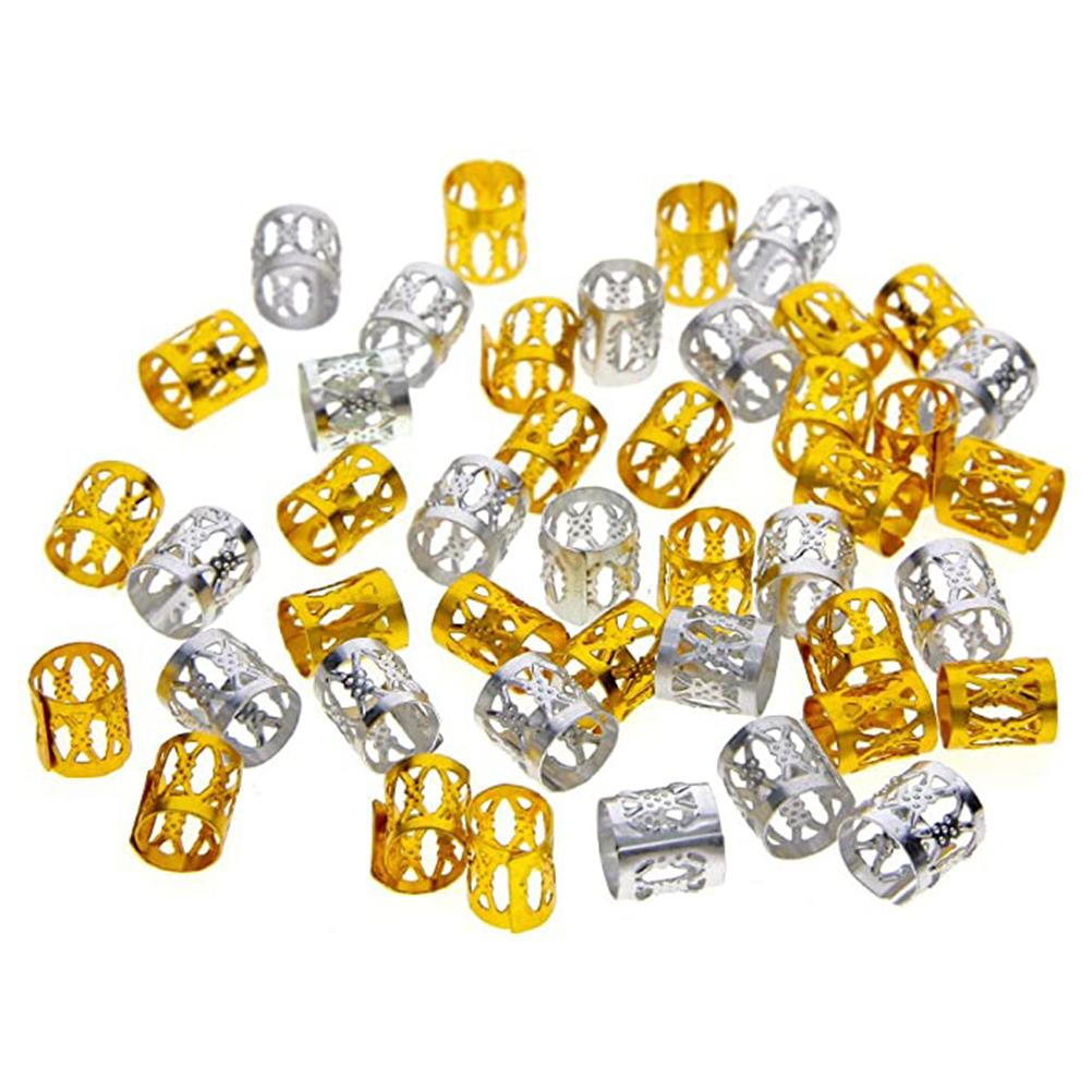 80Pcs Hair Jewelry Rings Clips Aluminum Dread Locks Adjustable Metal Cuffs Beads Braiding Hair Decorations