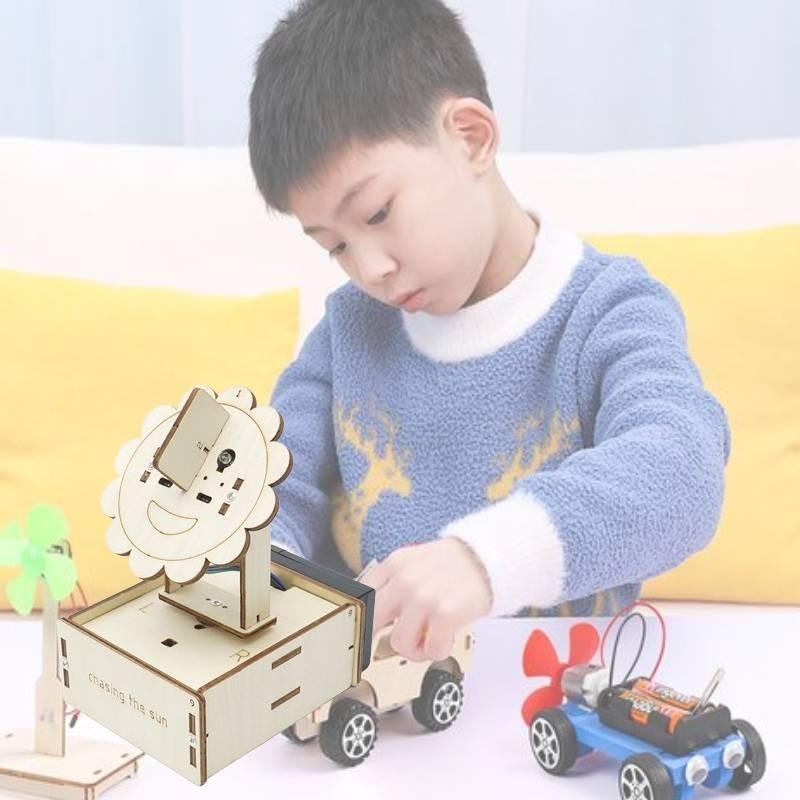 Steam Education Diy Wooden Light Tracking Sensor Material Kit For Children Programming Learning