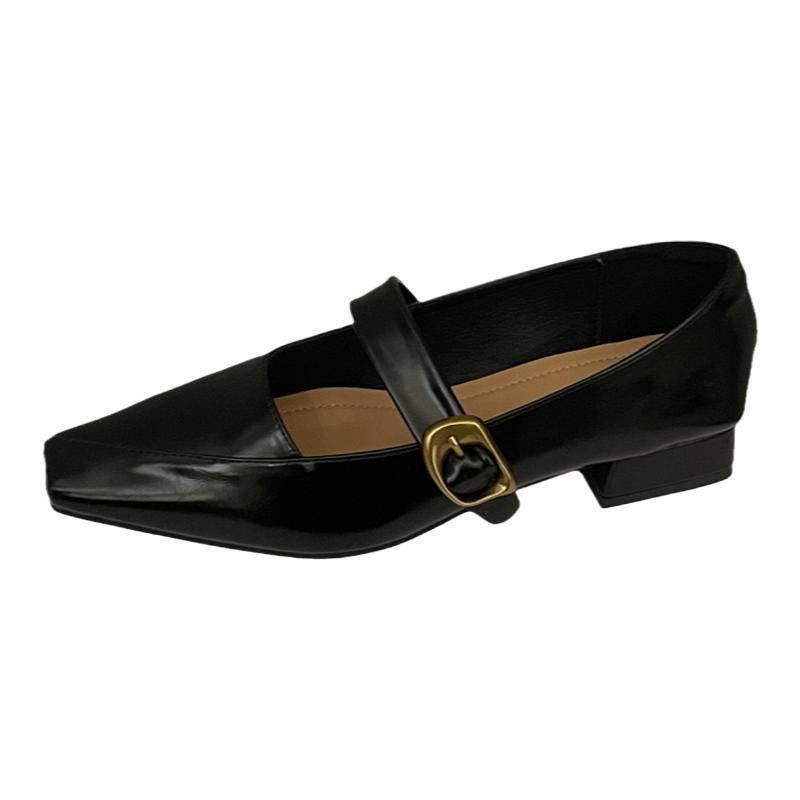 Coarse heel brown Mary Jane shoes women's shoes spring and autumn 2025 new simple and versatile one-word with retro light mouth single shoes