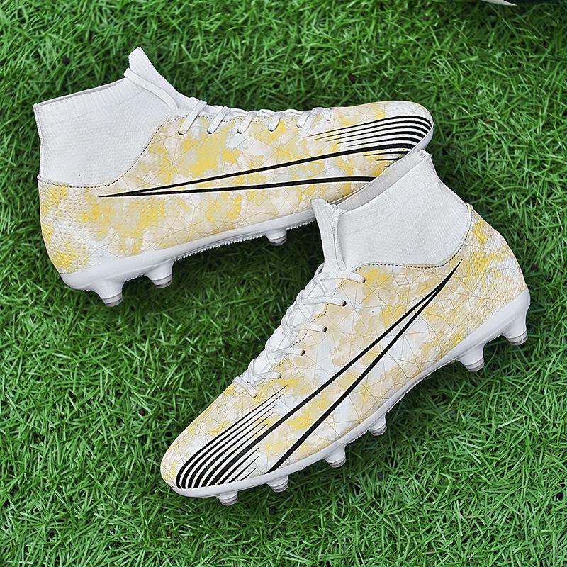Spike football shoes children's leather foot sports shoes men's boots foreign trade high top large size 46 47 sneakers