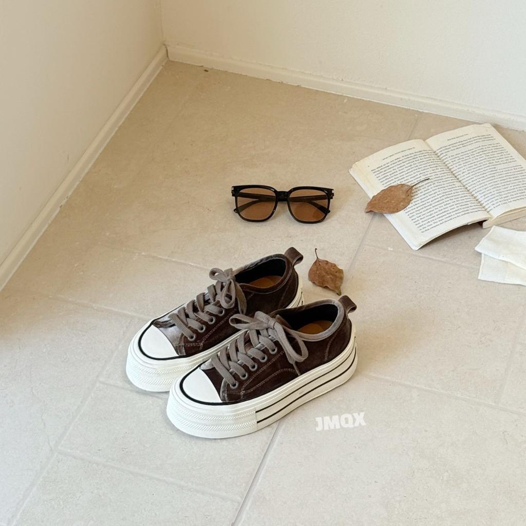 Leather Retro Thick-soled Heightening Casual Shoes Women's 2025 Autumn New Versatile Sports Niche Anti-skid Trend Lightweight