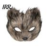Lightweight Cosplay Animal Mask Long Fur White Fox Half Face Mask, Halloween Masquerade Elegant Fairy for Ancient Style Photoshoot Party Performance