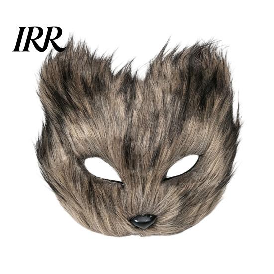 Lightweight Cosplay Animal Mask Long Fur White Fox Half Face Mask, Halloween Masquerade Elegant Fairy for Ancient Style Photoshoot Party Performance