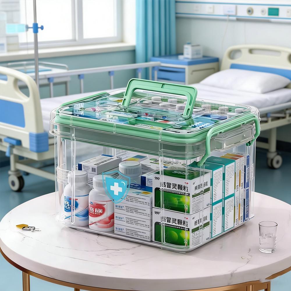 Multifunctional Home Medical Box Double Layer Medicine Chest Portable Emergency Drug Storage Case Family First Aid Kit
