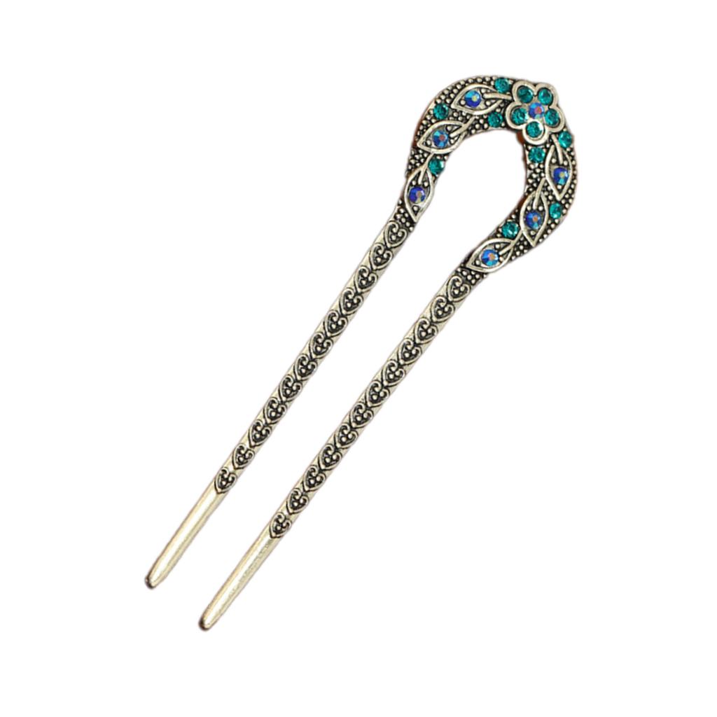 Elegant Leaf Hair Stick with Crystal Filigree Buyao for Women Girl Buyao for Traditional Headpieces Hair Jewelry