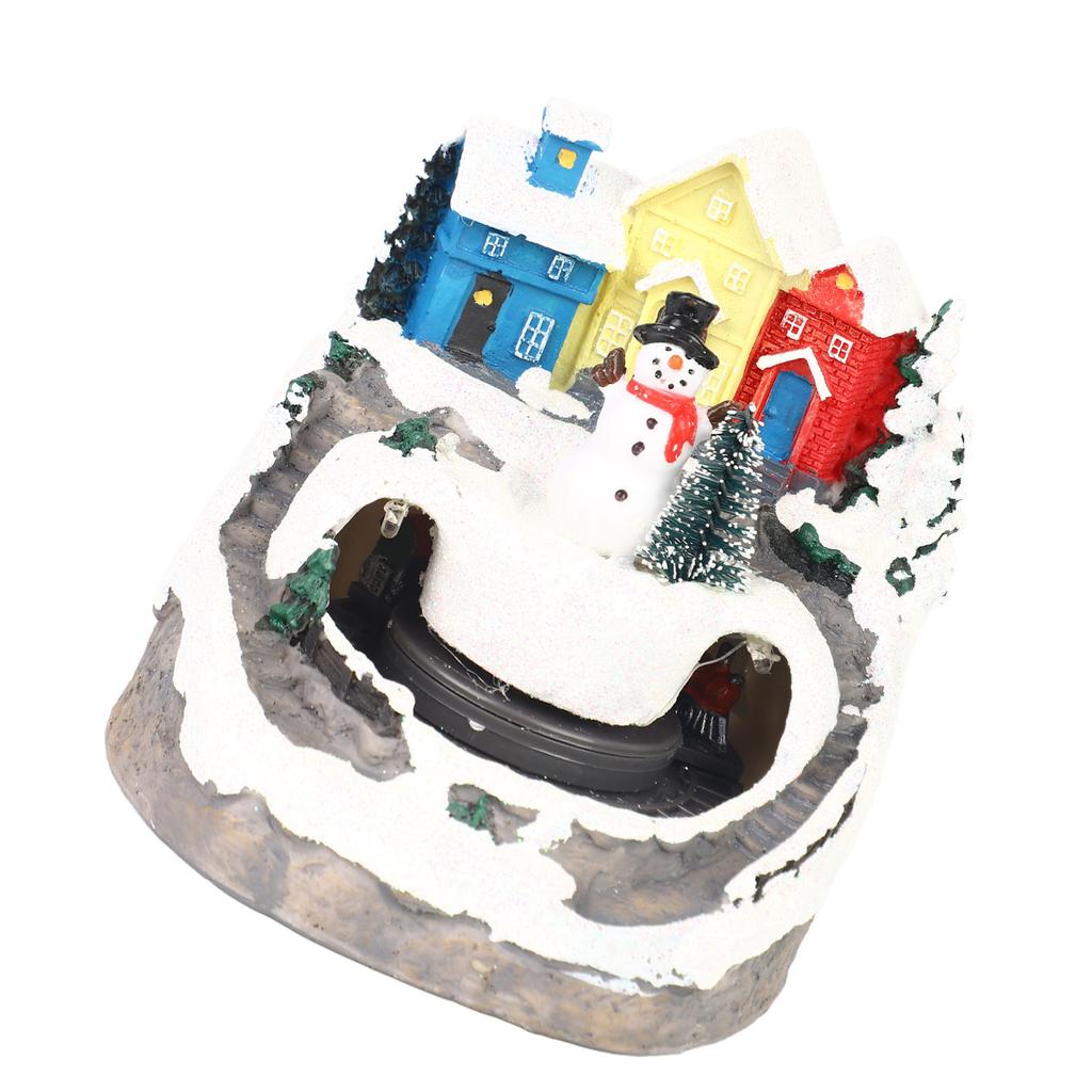 Xmas Music Box Resin Rotating Light Up Train Musical Box Tabletop Ornament for Holiday Home Decor