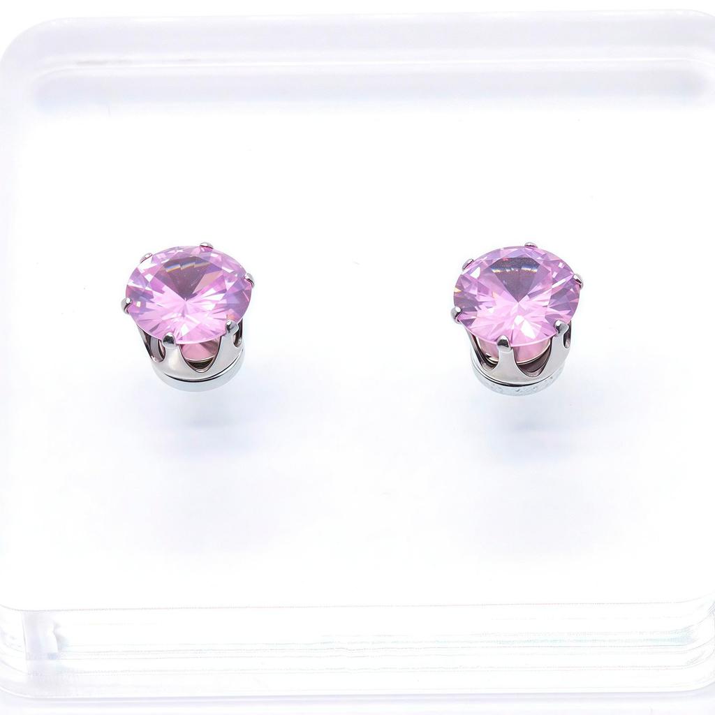 Stainless Steel Zirconia Magnetic Ear Clip - No Piercing Needed, Sparkly Hole-Free Stud for Girls