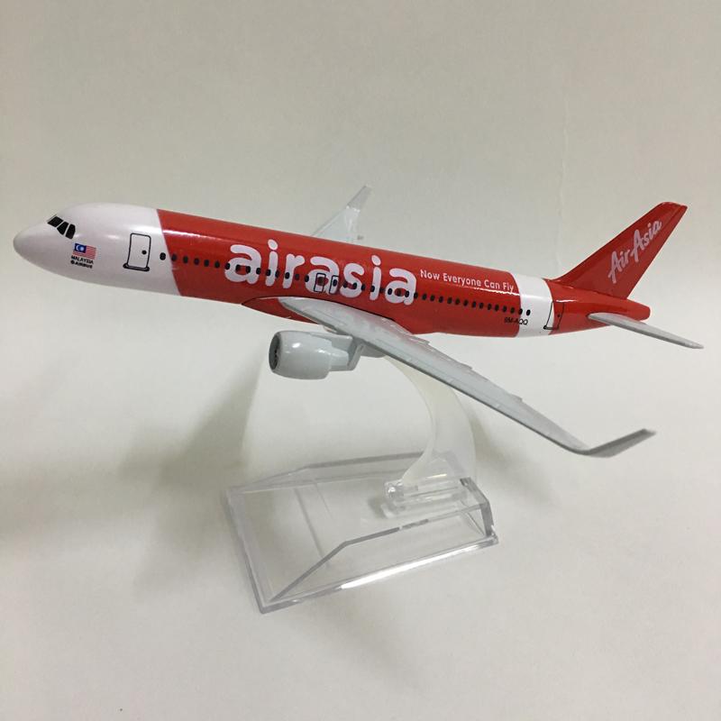 16/20cm Diecast Metal  Air Asia A320 Plane Airplane Model Aircraft Model Toy for Christmas Gift Collection