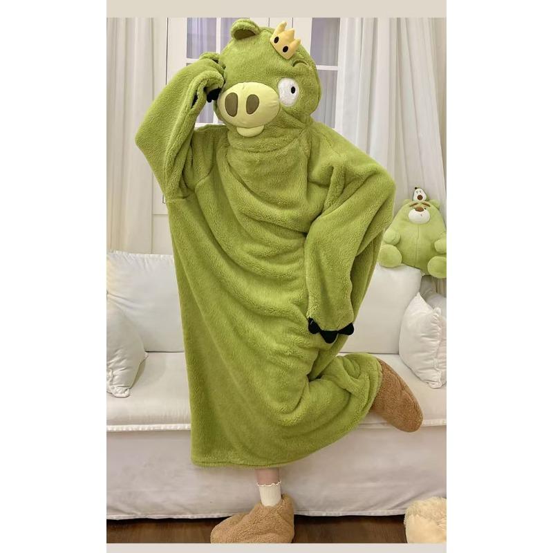 Men's and women's fall and winter sports and leisure warm TV blanket premium women's plush soft robe fluffy warm fluffy bathrobe robe long robe