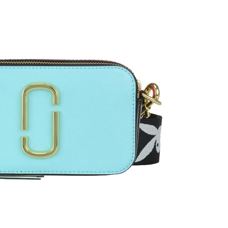 Marc Jacobs Fashion Minimalist Double J Logo Color Block Wide Shoulder Strap Leather Shoulder Crossbody Bag Women bags Mint-Blue M0012007-467