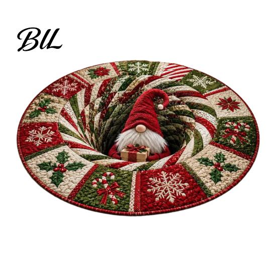 Creatief Cadeau voor Kerst Ronde 3D Vloerkleed, Optische Illusie Vloerkleed Santa Claus Kabouter Gekanteld-achtig Comfortabel Blote Voeten Vloermat Antislip Wasbaar