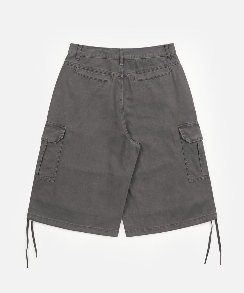 TOFFEE Washed Cotton Cargo Bermuda Pants (Washed Black)