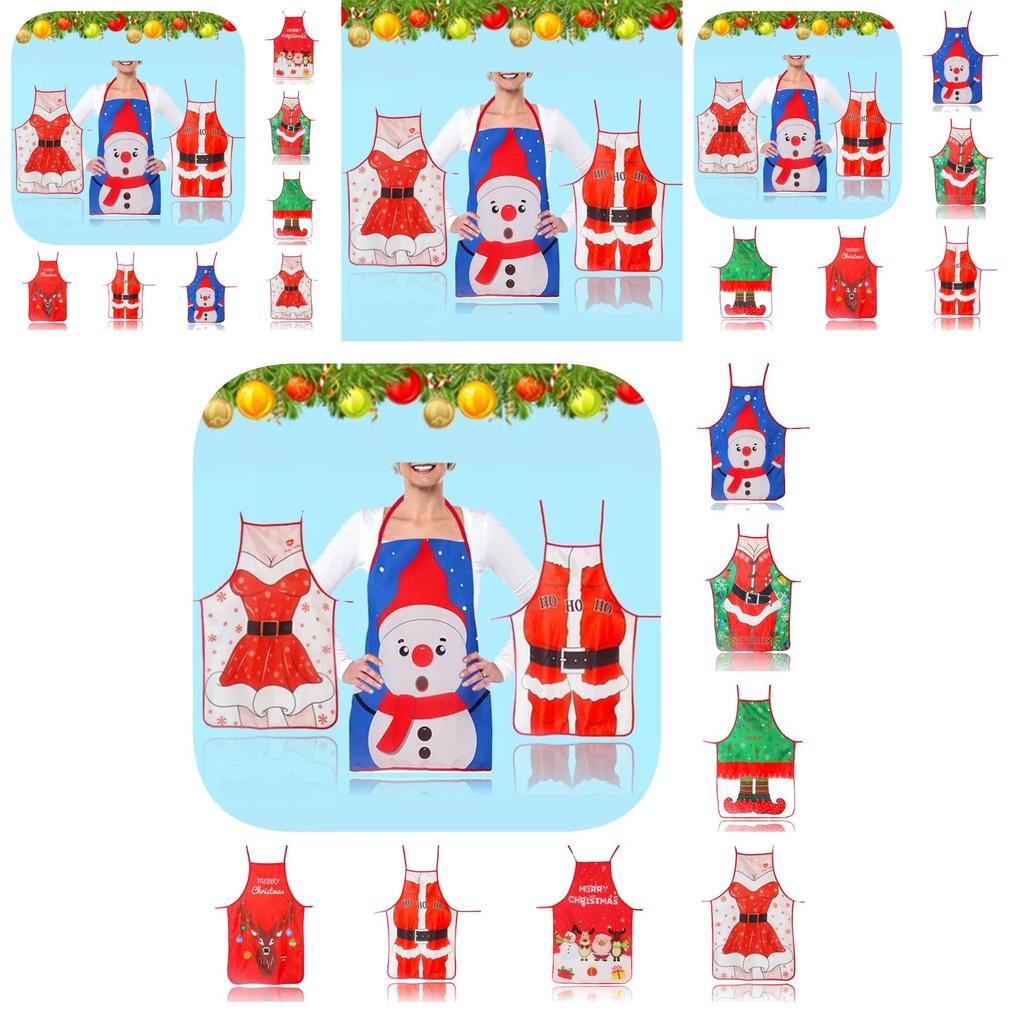 Christmas Themed Fabric Apron Colorful Printed Decorative Costume For Festive Celebrations
