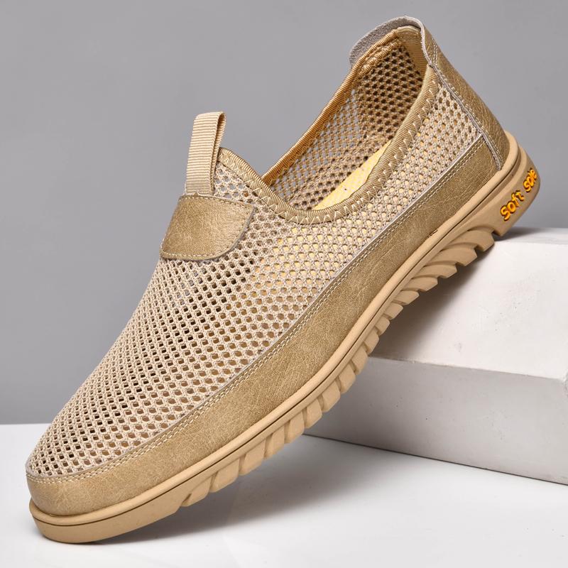 Fashion Lightweight Men Casual Shoes Breathable Male Casual Sneakers Anti-slip Men's Slip on Flats Outdoor Walking Mesh Shoes Trainers