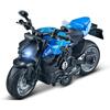 1/12 Pull Back V4 Motorradspielzeug, Geschenk mit Musikbeleuchtung, Street Fighter-Motorräder Spielzeug für Jungen Kinder im Alter von 3–12 Jahren