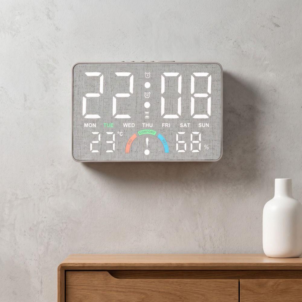 Large LED Screen Digital Alarm Clock Temperature Monitor LED Wall Clock Wall Mounted