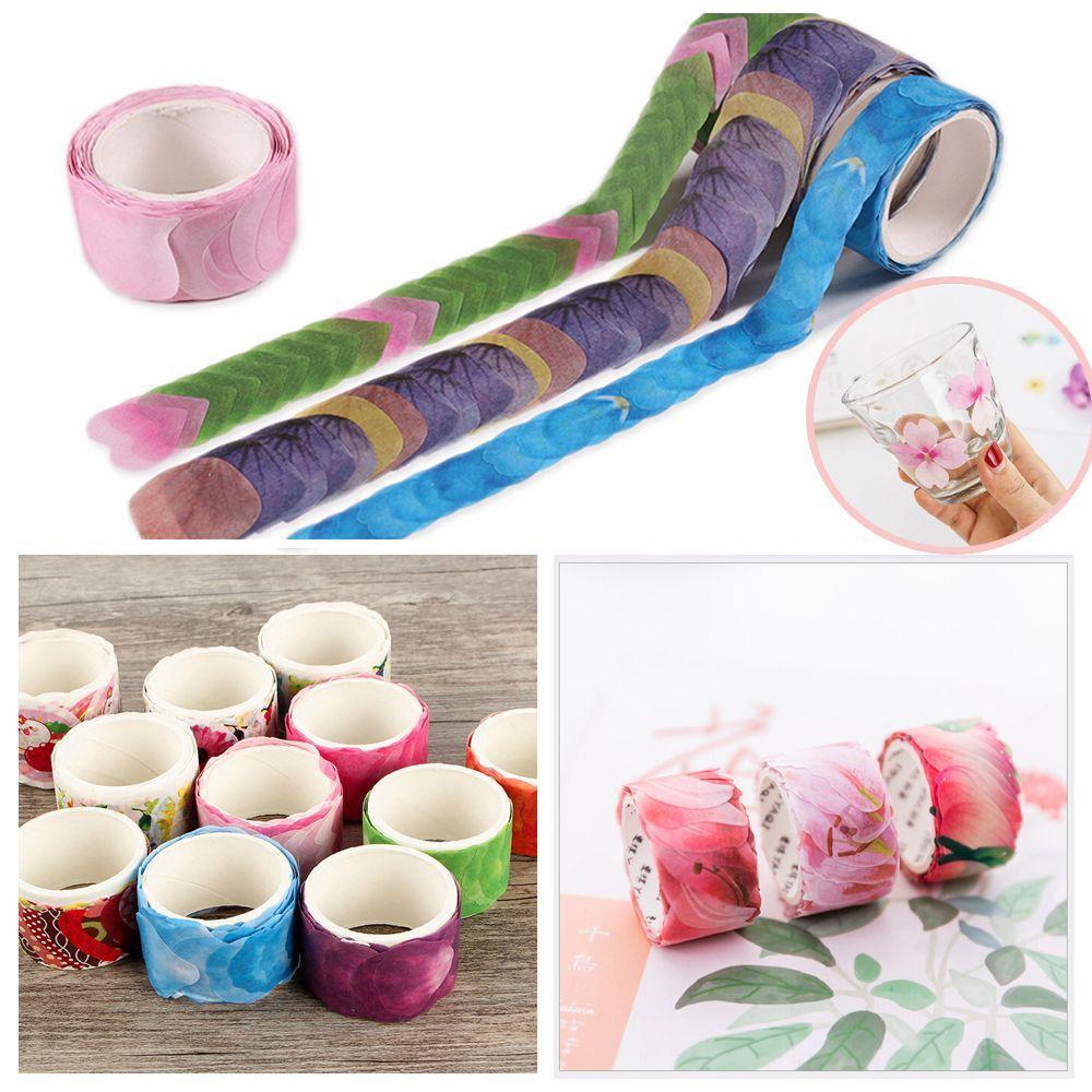 200PCS DIY Stylish Decorative Sticky Paper Scrapbooking Flower Petals Tape Masking Tape