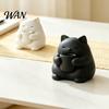 Cat Themed Home Decor Mini Cute Figurine 3D Printed Drinking Tea Statue Decorative Desk Accessory Small Desktop Ornament for Living Room Bedroom