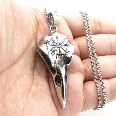 Męski Viking Crow Crow Czaszka Wisiorek Naszyjnik Wisiorek ze stali nierdzewnej Biżuteria Prezent