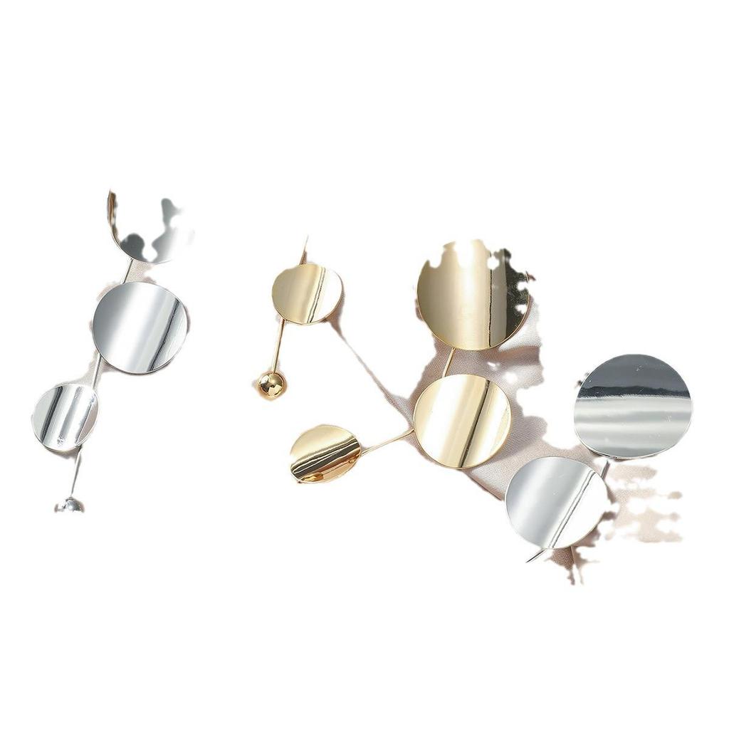 Metallic Glossy Triple-Round European & American Style Korean Earrings