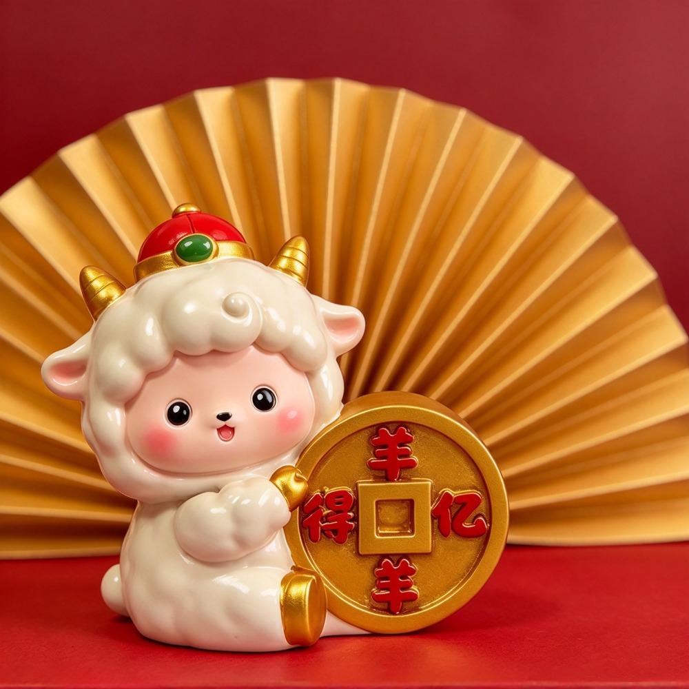 Resin Year Of The Goat Ornament Cartoon Lucky Decor Spring Festival Gift