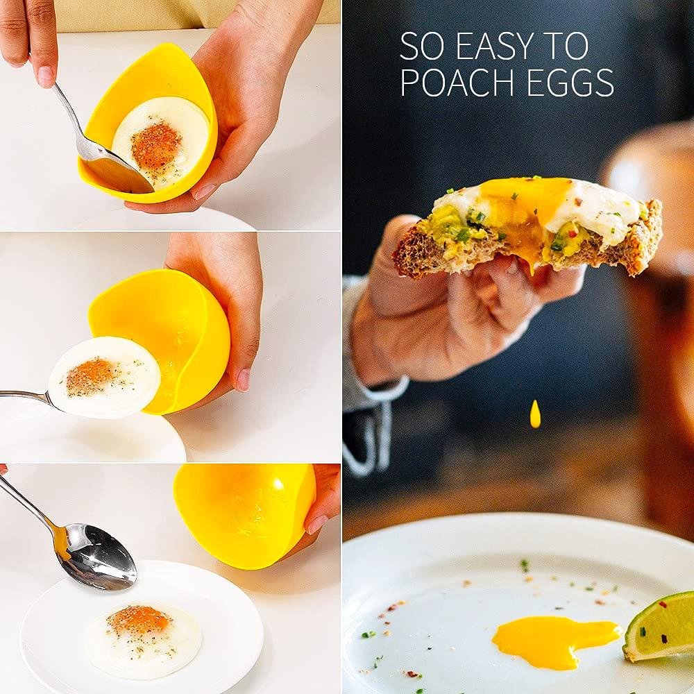 Kitchen Accessories 4Pcs/lot Silicone Egg Poacher Boiler Mould Cups with Stand Designs High Temperature Resistance Home Gadgets