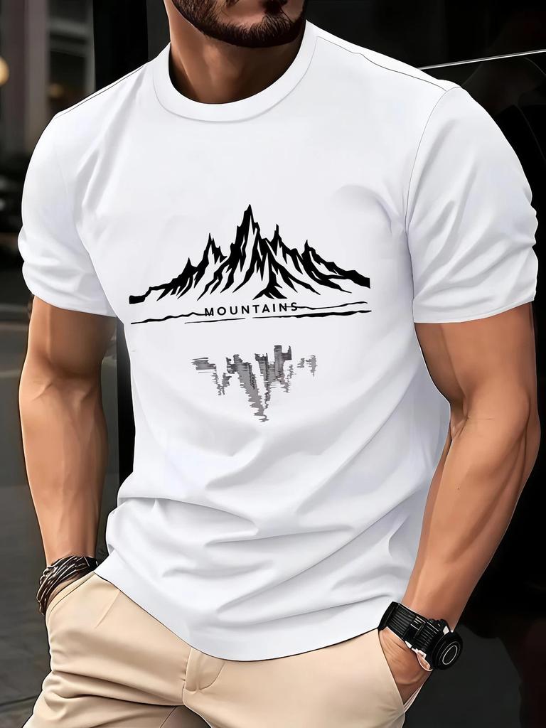 Minimalist Mountain Reflection Graphic T-Shirt Outdoor Nature Scenic Tee